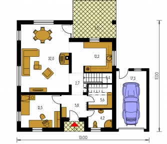 Mirror image | Floor plan of ground floor - KLASSIK 150
